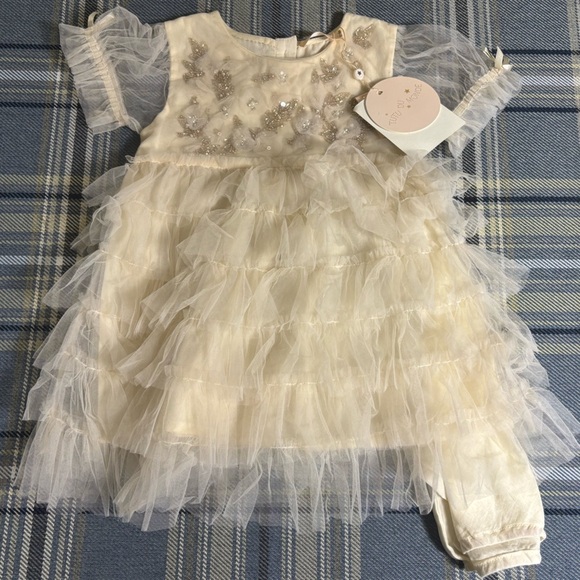 Tutu Du Monde Girl’s Embellished Linen Color Rayne Dress TDM7448 - Picture 2 of 7